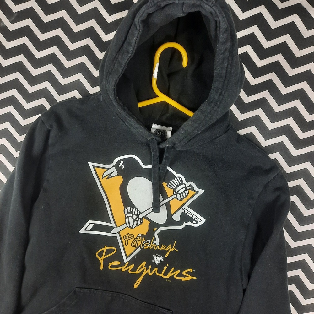 NHL Pittsburgh Penguins Hoodie Mens Medium Black Pullover Sweatshirt Hockey